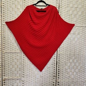 Red sweater poncho